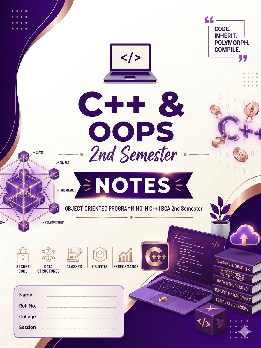 C++ Programming Language -BCA 2ND SEMESTER NOTES